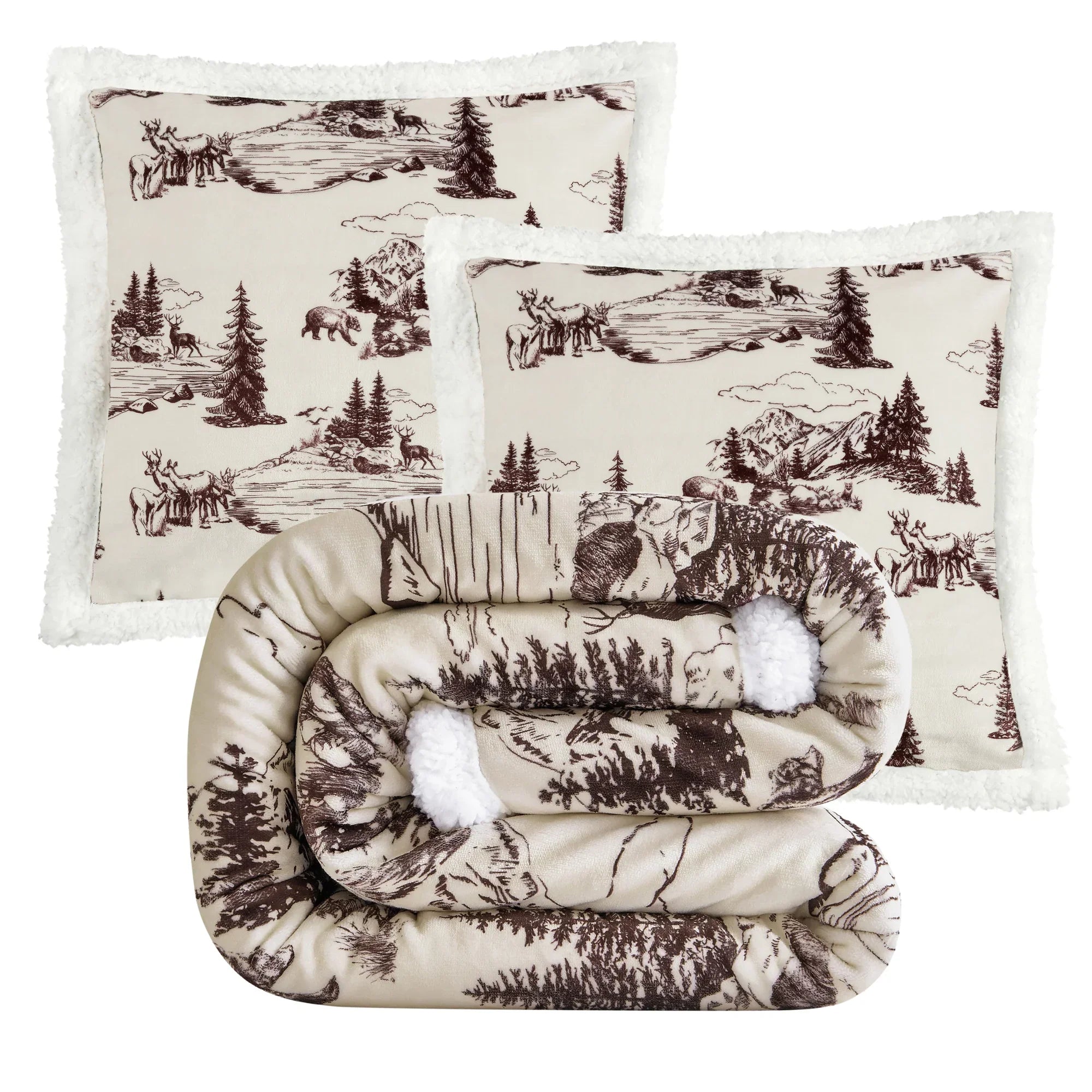 White Pine Campfire Sherpa Throw Throw Set Throw