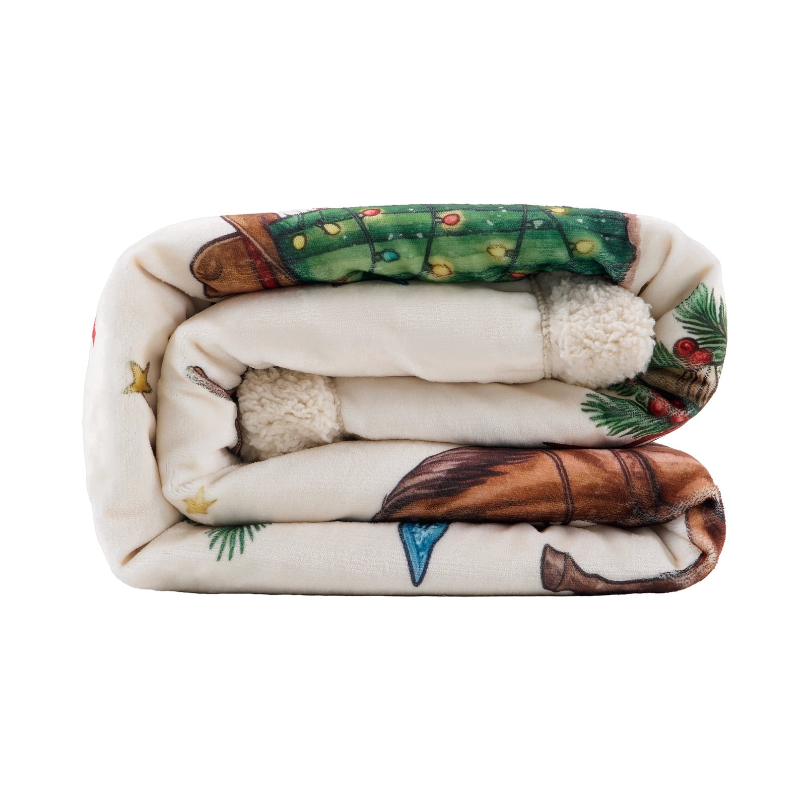 Western Christmas Campfire Sherpa Throw Throw
