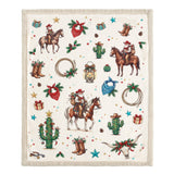 Western Christmas Campfire Sherpa Throw Throw