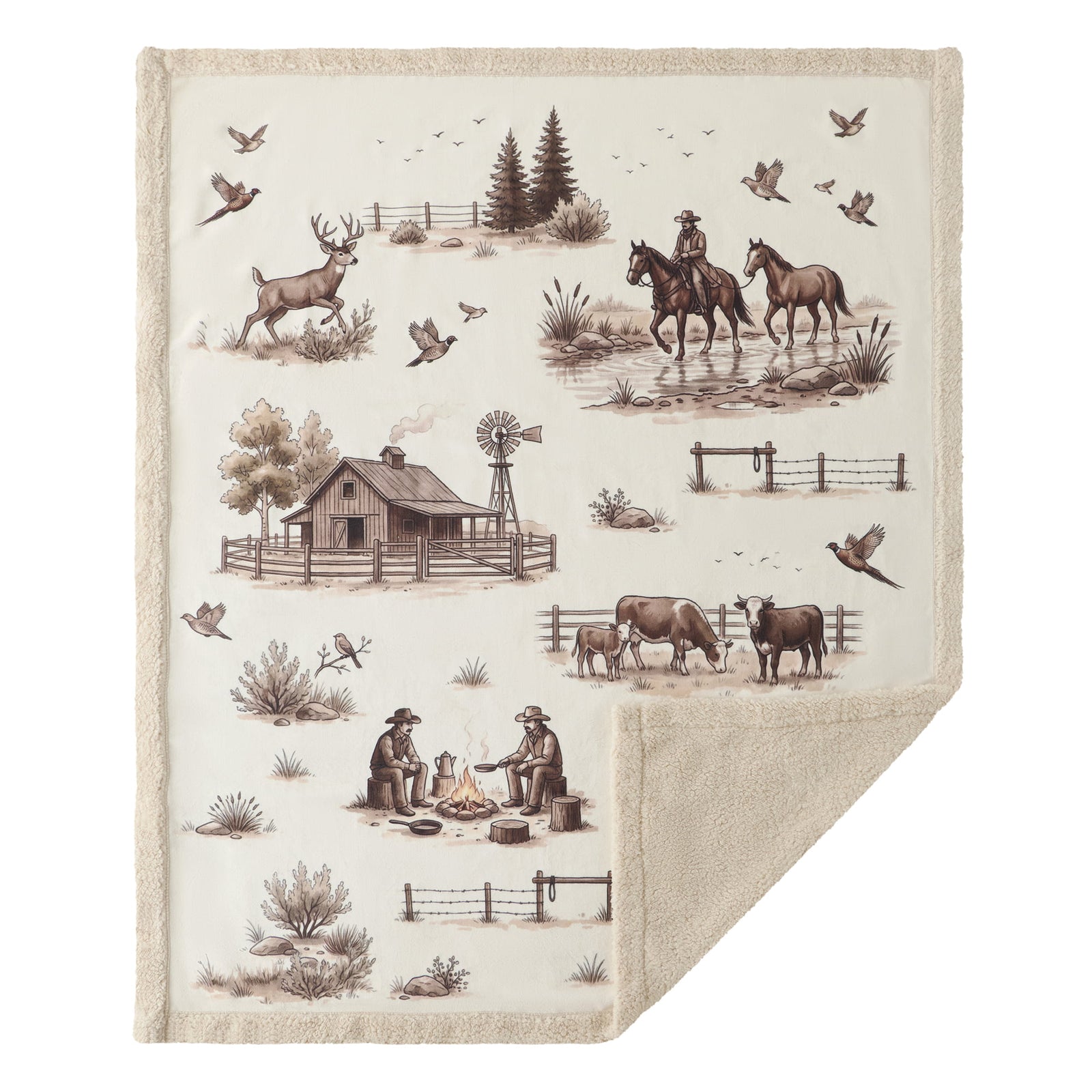 Western Range Campfire Sherpa Throw Throw