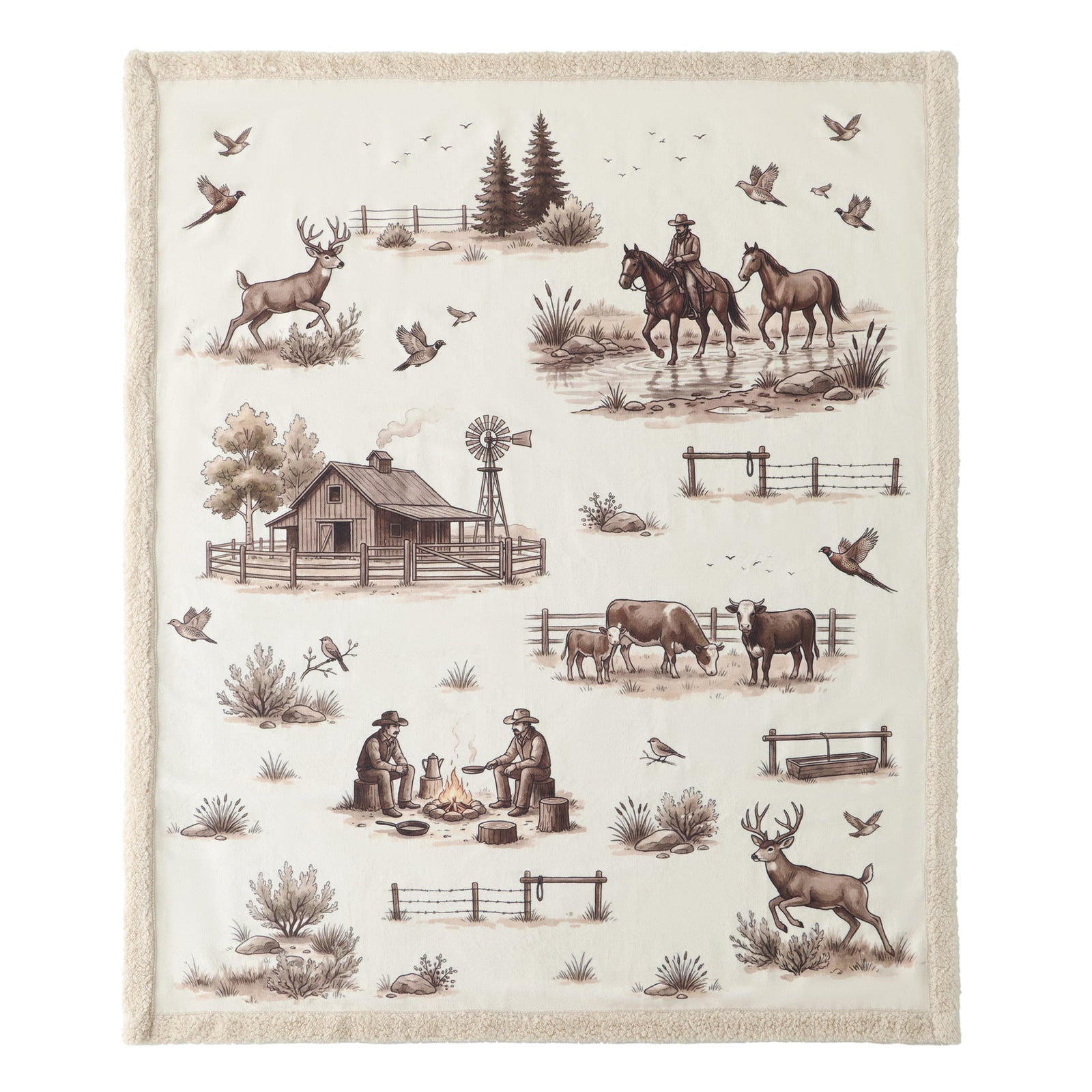 Western Range Campfire Sherpa Throw Throw