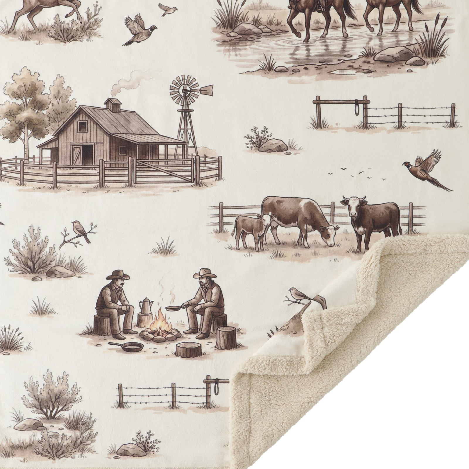 Western Range Campfire Sherpa Throw Throw