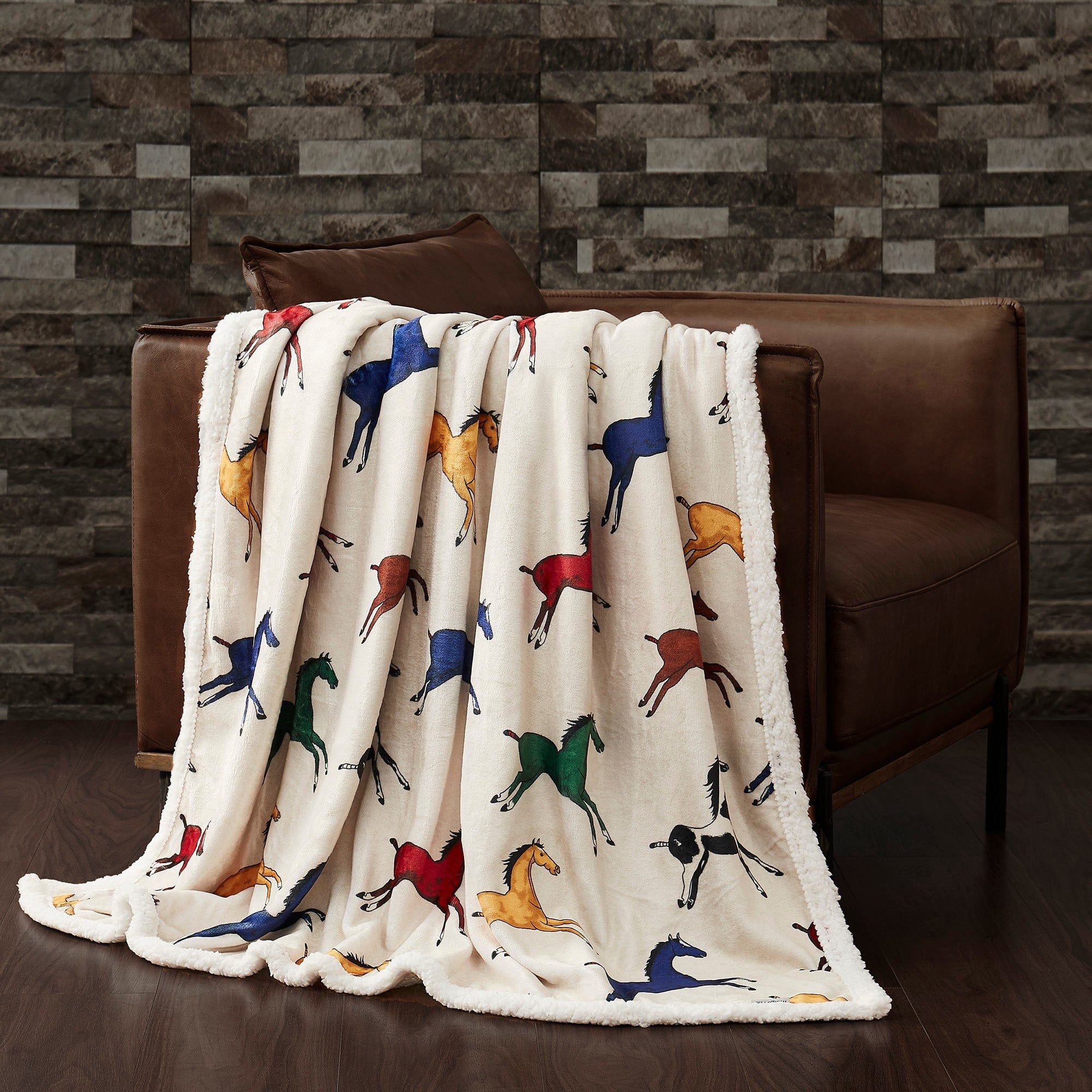 Wild Horses Campfire Sherpa Throw Throw