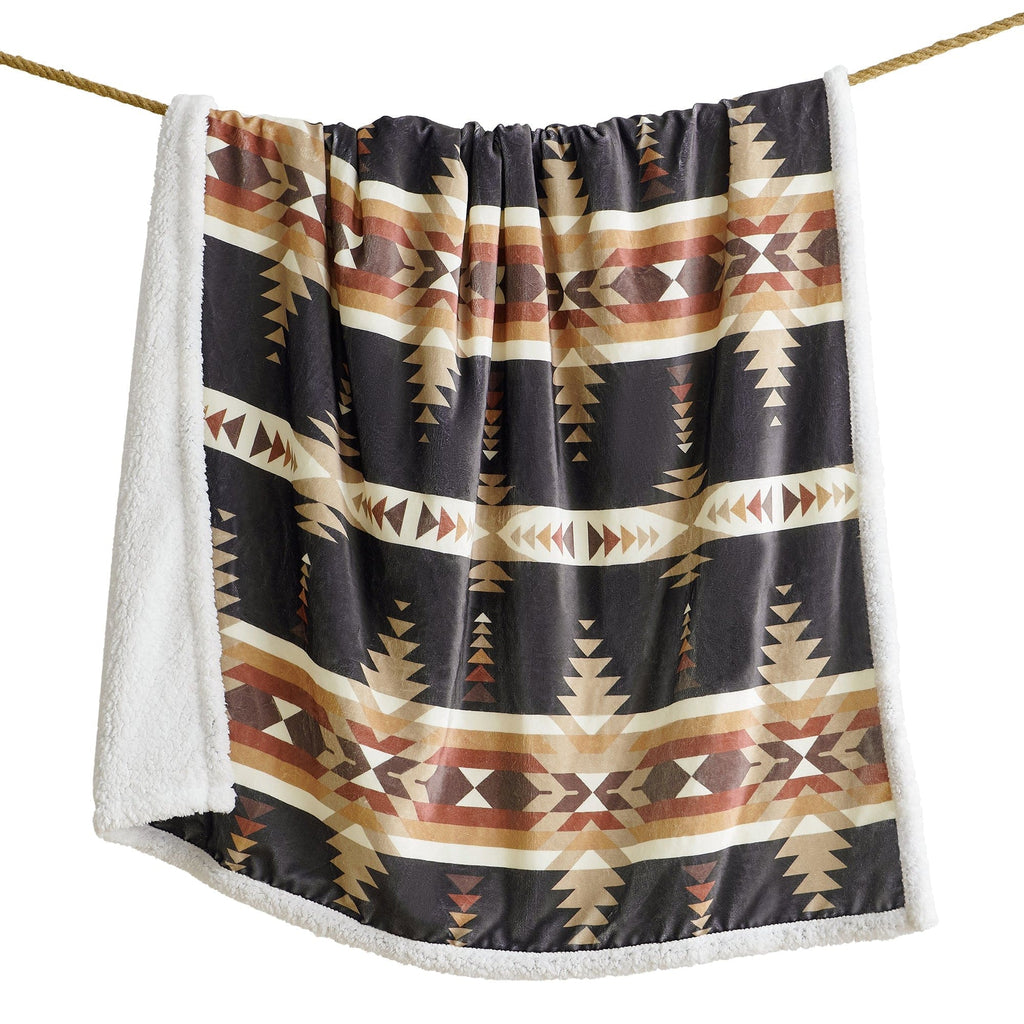 Yosemite Campfire Sherpa Throw, Black, 6 MOQ Throw