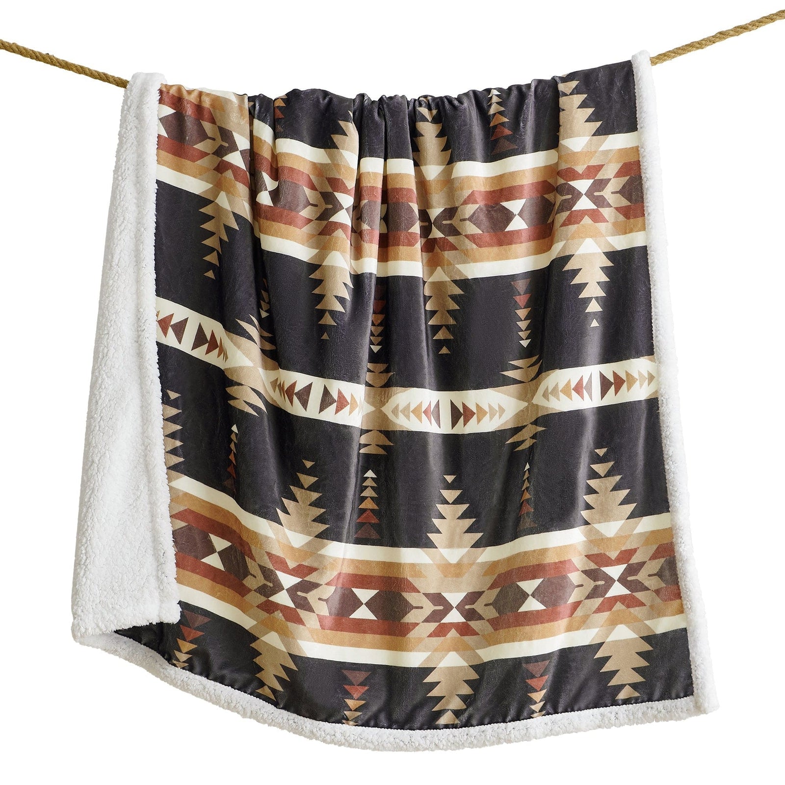 Yosemite Campfire Sherpa Throw, Black, 6 MOQ Throw