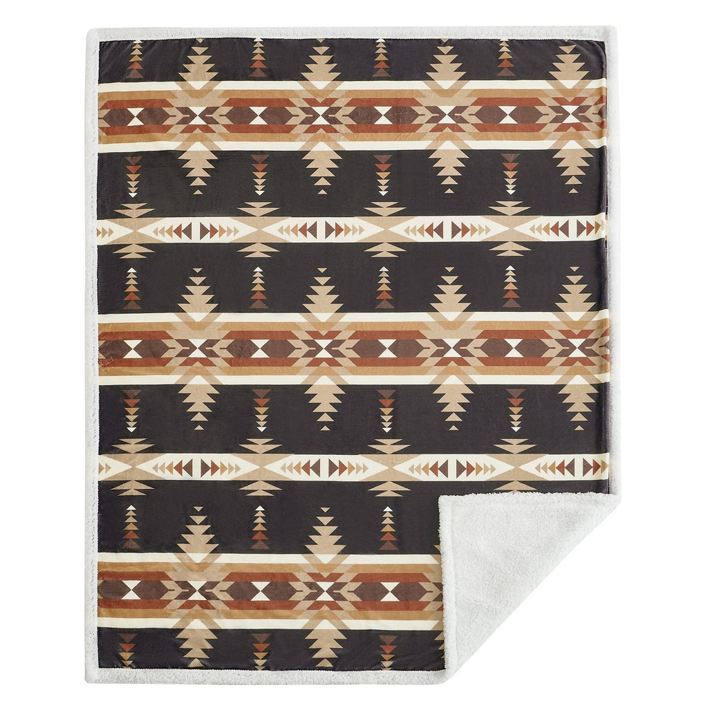 Yosemite Campfire Sherpa Throw, Black, 6 MOQ Throw