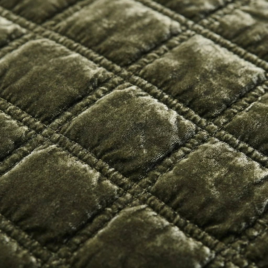 Faux silk velvet fabric detail