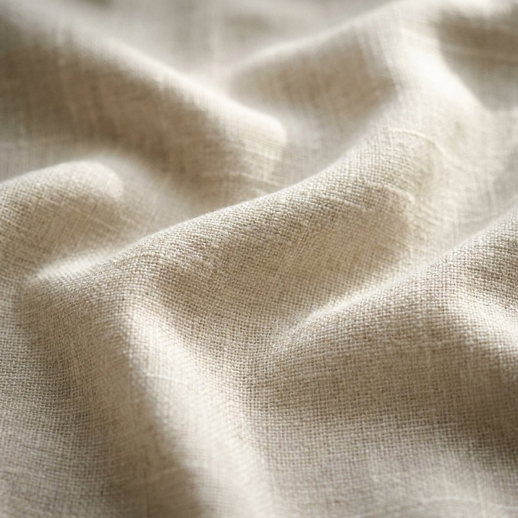 Washed linen blend fabric detail