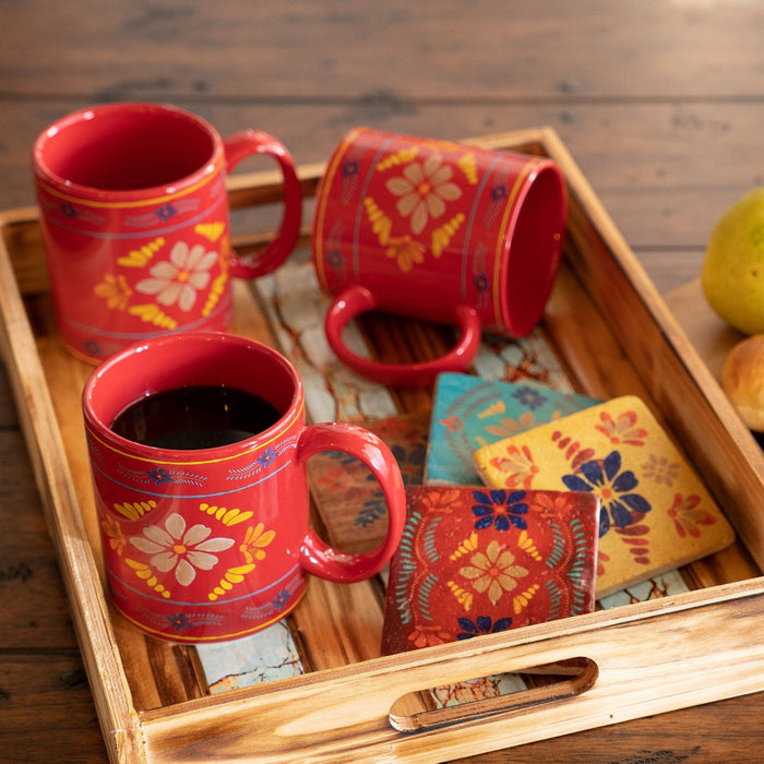 Red Bonita Mug and Coaster 8 PC Set Kitchen Lifestyle