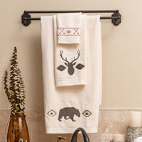 Aztec Bear 3PC Towel Set, Cream Bath Towel
