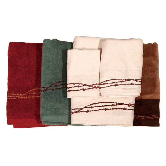 Embroidered Barbwire 3PC Towel Set Cream Bath Towel