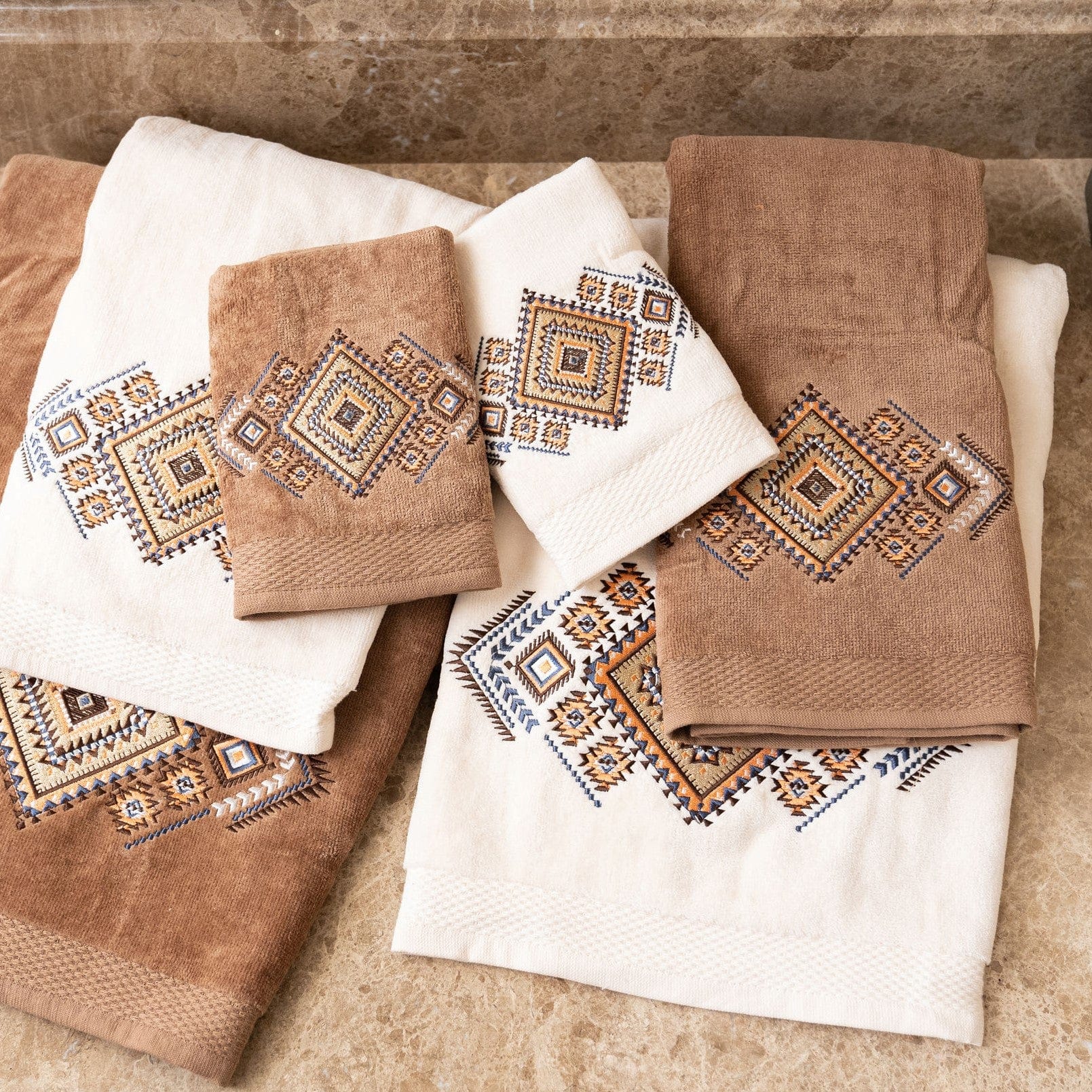 Sedona Aztec 3-PC Bath Towel Set, Cream Cream Bath Towel