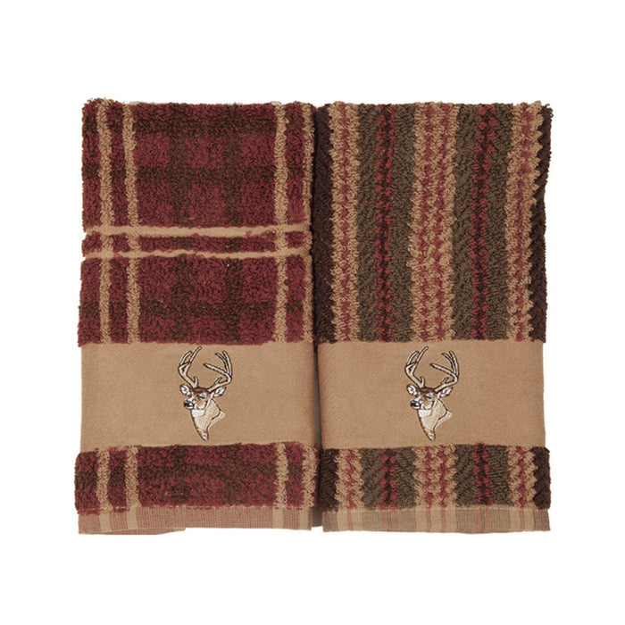 Deer Embroidered 3-PC Bath Towel Set, Stripe Bath Towel