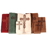 Embroidered Cross 3PC Towel Set Bath Towel