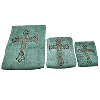 Embroidered Cross 3PC Towel Set Bath Towel