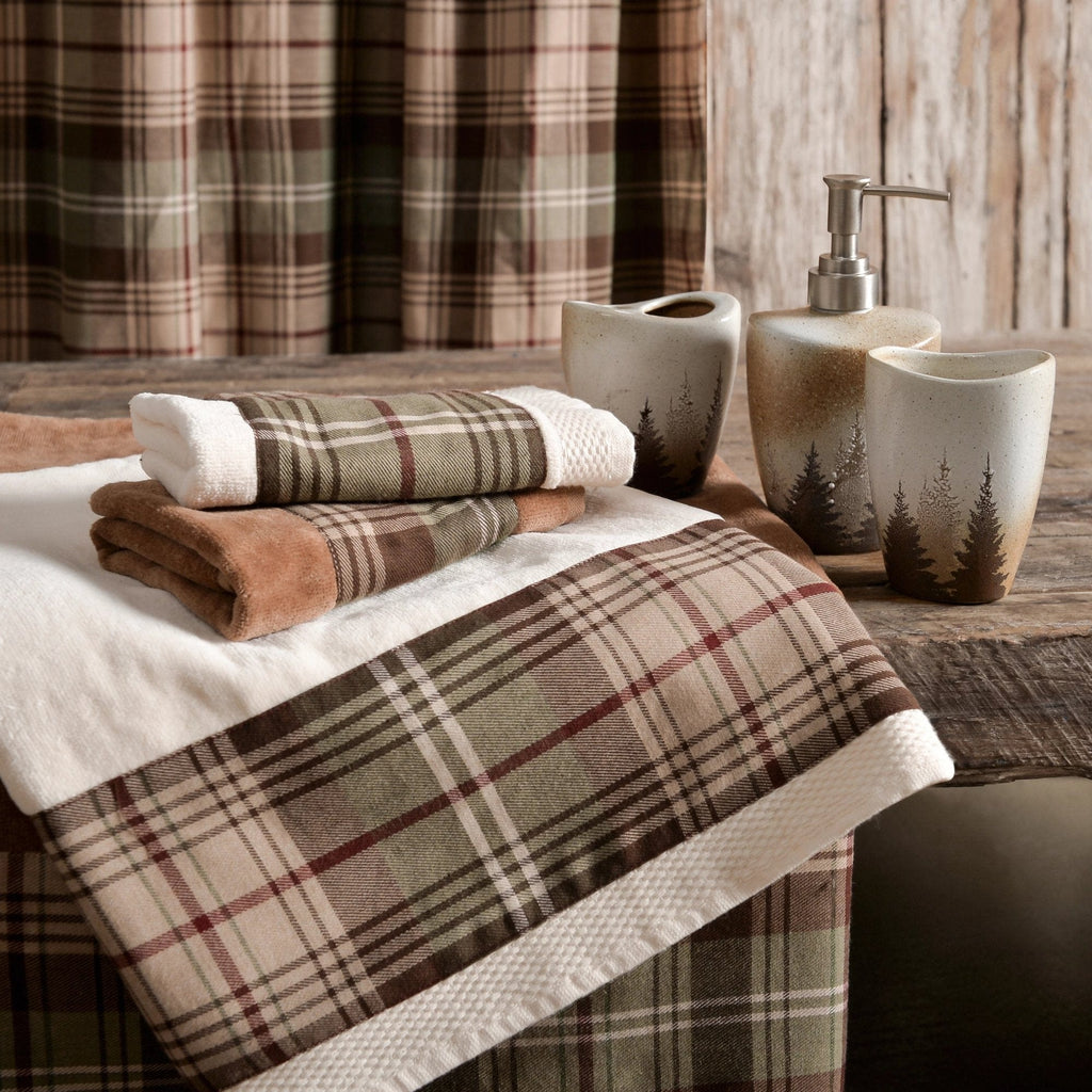 Huntsman Plaid 3PC Towel Set, Mocha Bath Towel