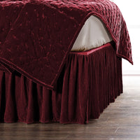 Stella Faux Silk Velvet Bed Skirt King / Garnet Red Bed Skirt