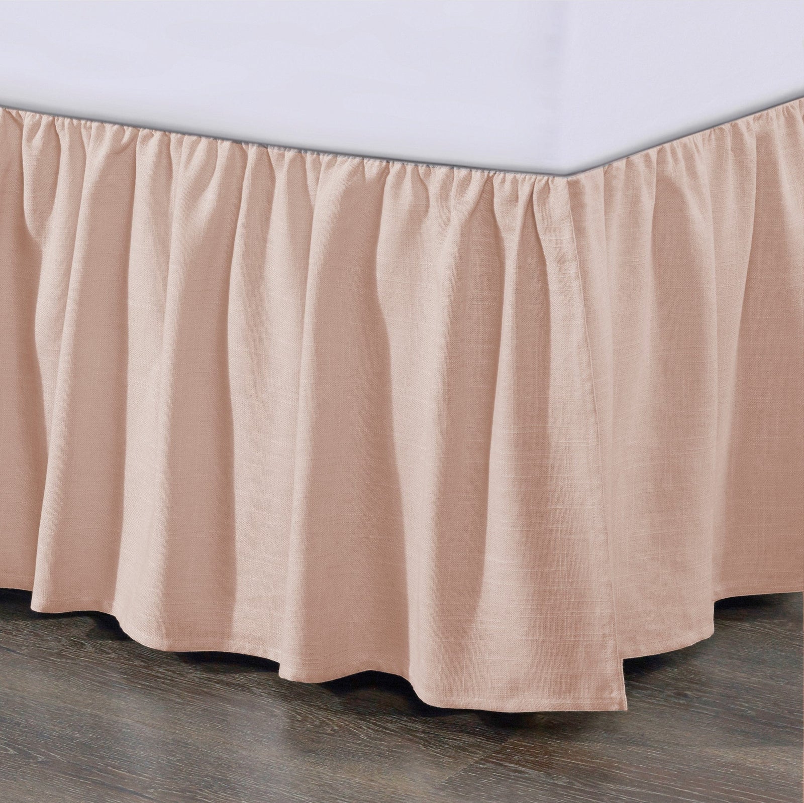 Lily Gathered¬†Linen Bed Skirt Queen / Blush Bed Skirt
