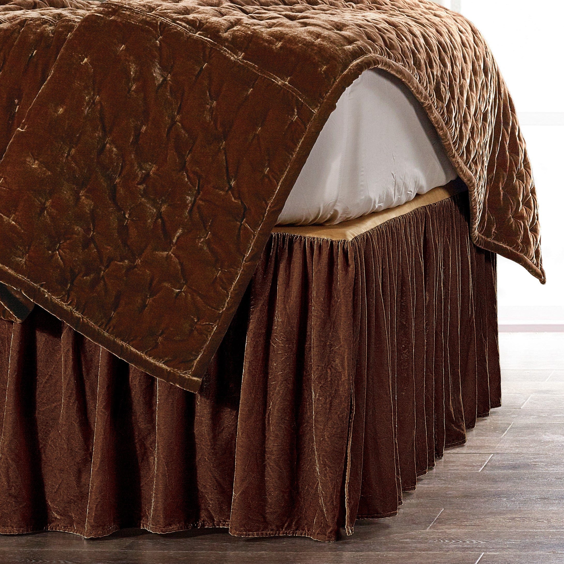 Stella Faux Silk Velvet Bed Skirt | Paseo Road by HiEnd Accents