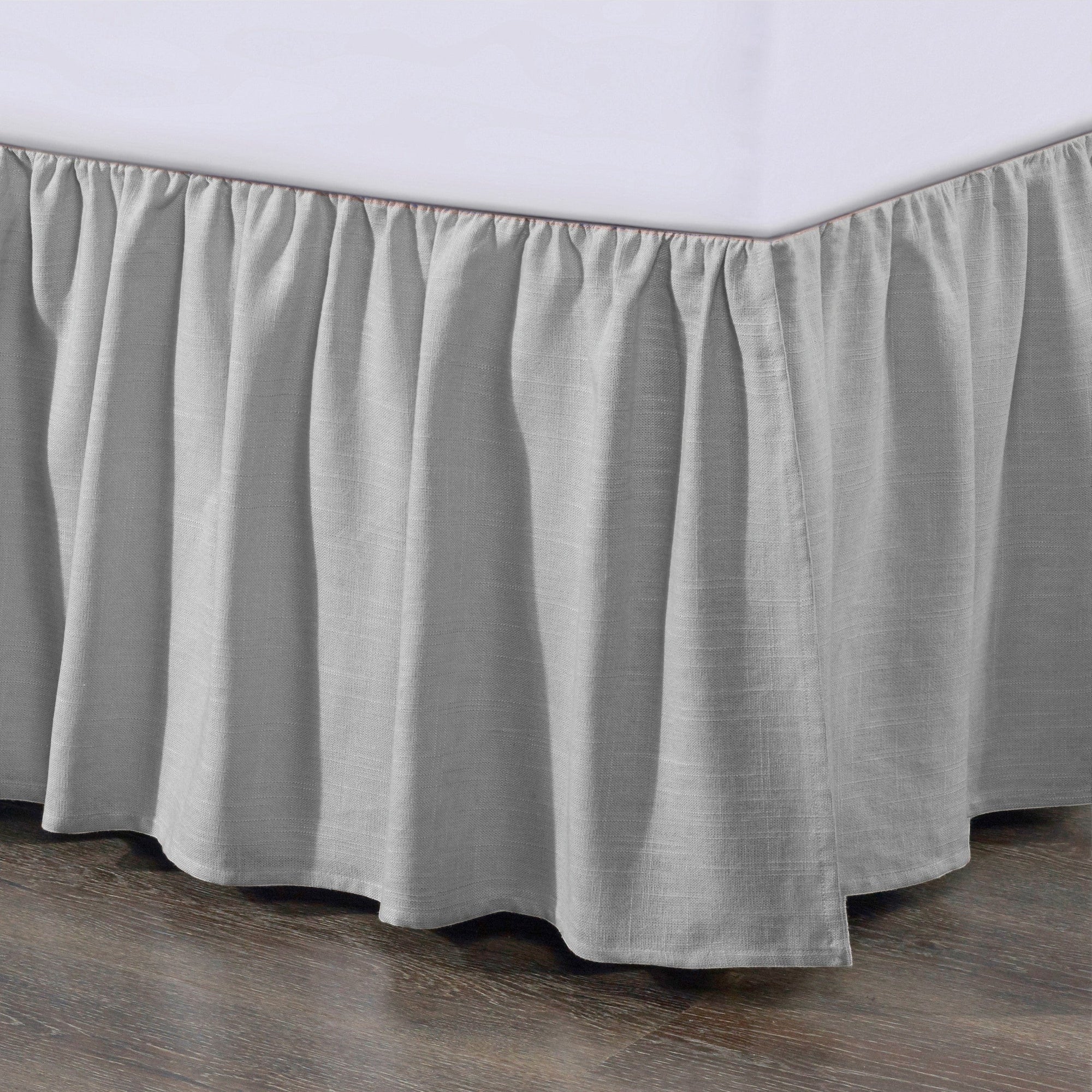 Lily Gathered Linen Bed Skirt Queen / Gray Bed Skirt