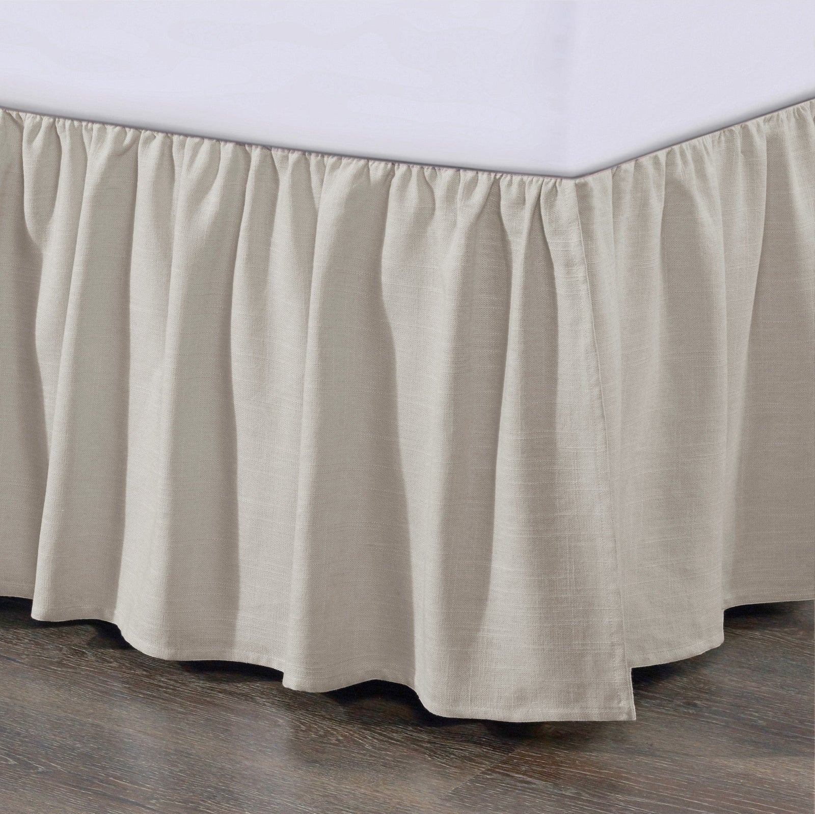 Lily Gathered¬†Linen Bed Skirt Queen / Light Tan Bed Skirt