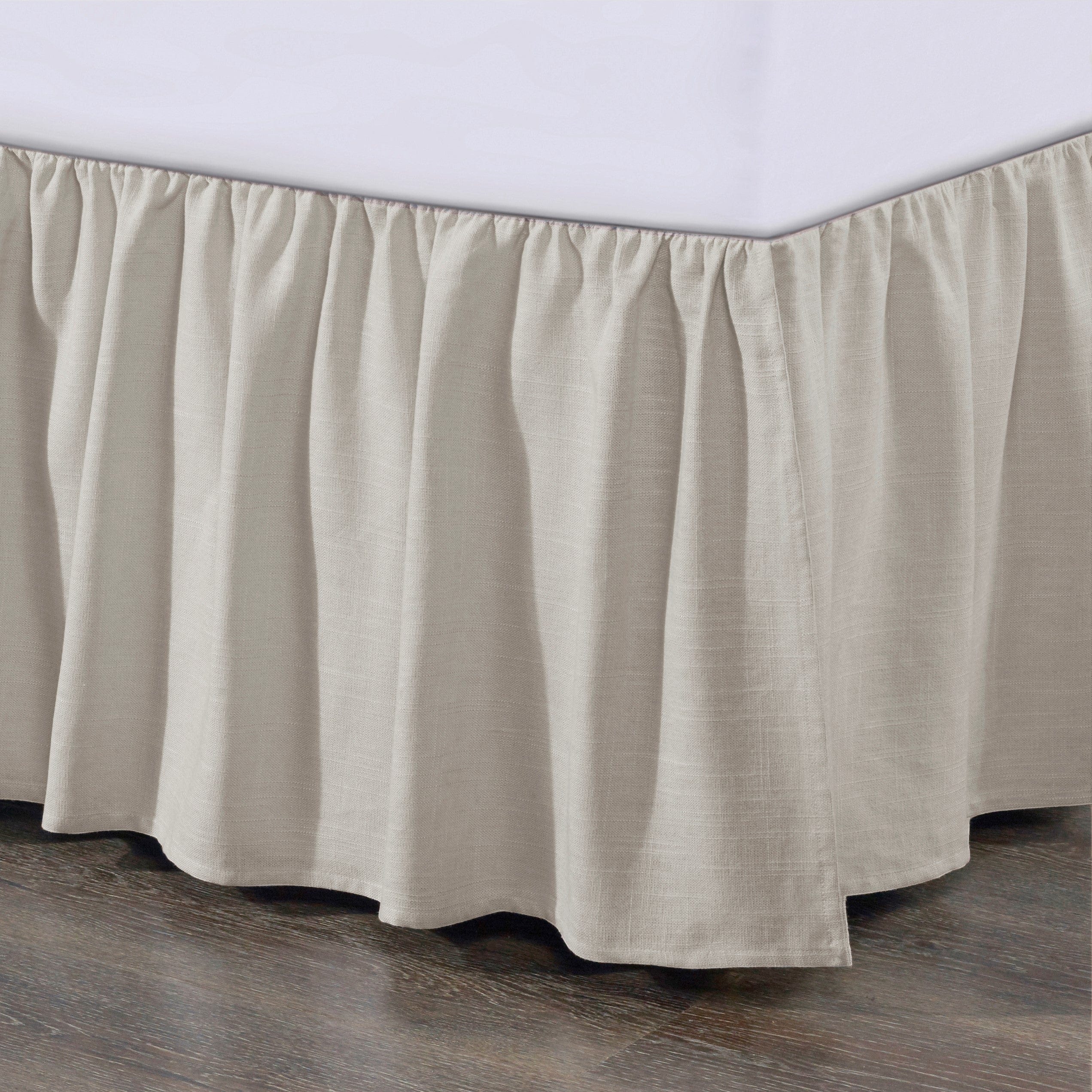 Lily Gathered¬†Linen Bed Skirt Queen / Light Tan Bed Skirt