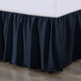 Lily Gathered¬†Linen Bed Skirt Queen / Navy Bed Skirt