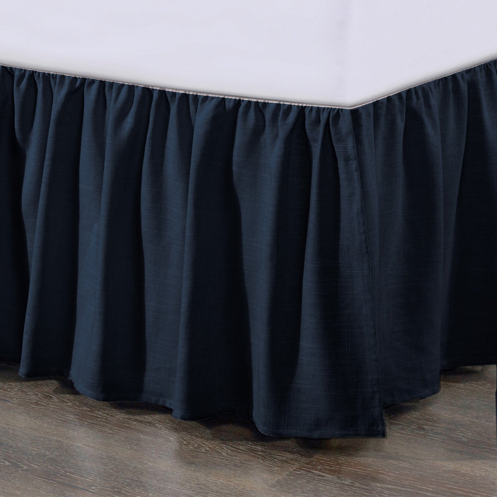 Lily Gathered¬†Linen Bed Skirt Queen / Navy Bed Skirt