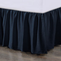 Lily Gathered Linen Bed Skirt Queen / Navy Bed Skirt