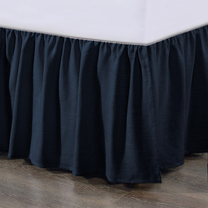 Lily Gathered Linen Bed Skirt Queen / Navy Bed Skirt