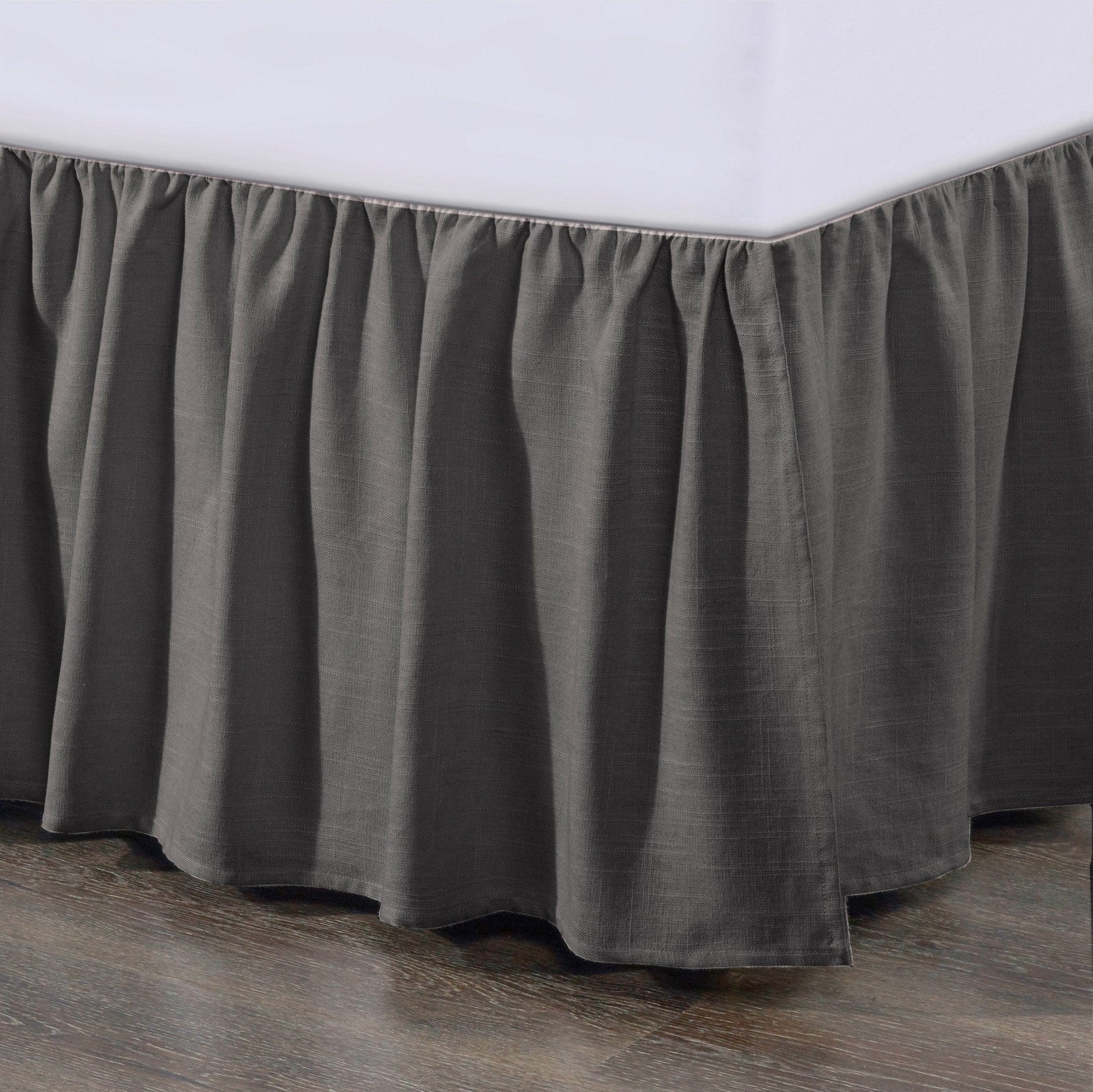 Lily Gathered¬†Linen Bed Skirt Queen / slate Bed Skirt