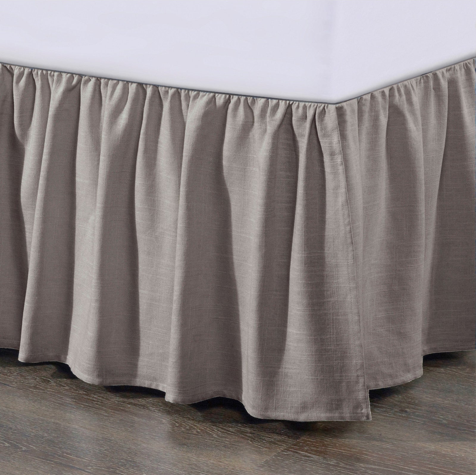 Lily Gathered¬†Linen Bed Skirt Queen / Taupe Bed Skirt
