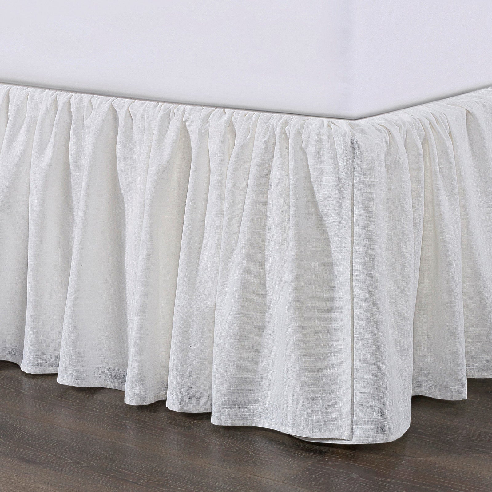 Lily Gathered¬†Linen Bed Skirt Queen / White Bed Skirt