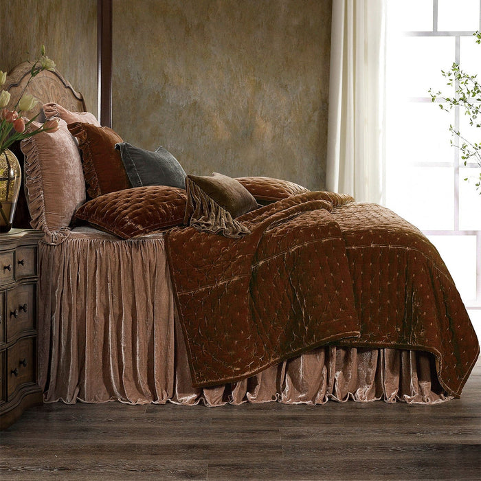 Stella Faux Silk Velvet Bedspread Set Twin / Dusty Rose Bedspread