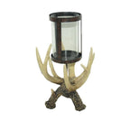 Antler Pillar Candle Holder w/ Glass Hurricane Candle Holder