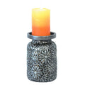 Faux Metal Embossed Flower Pillar Candle Holder Candle Holder