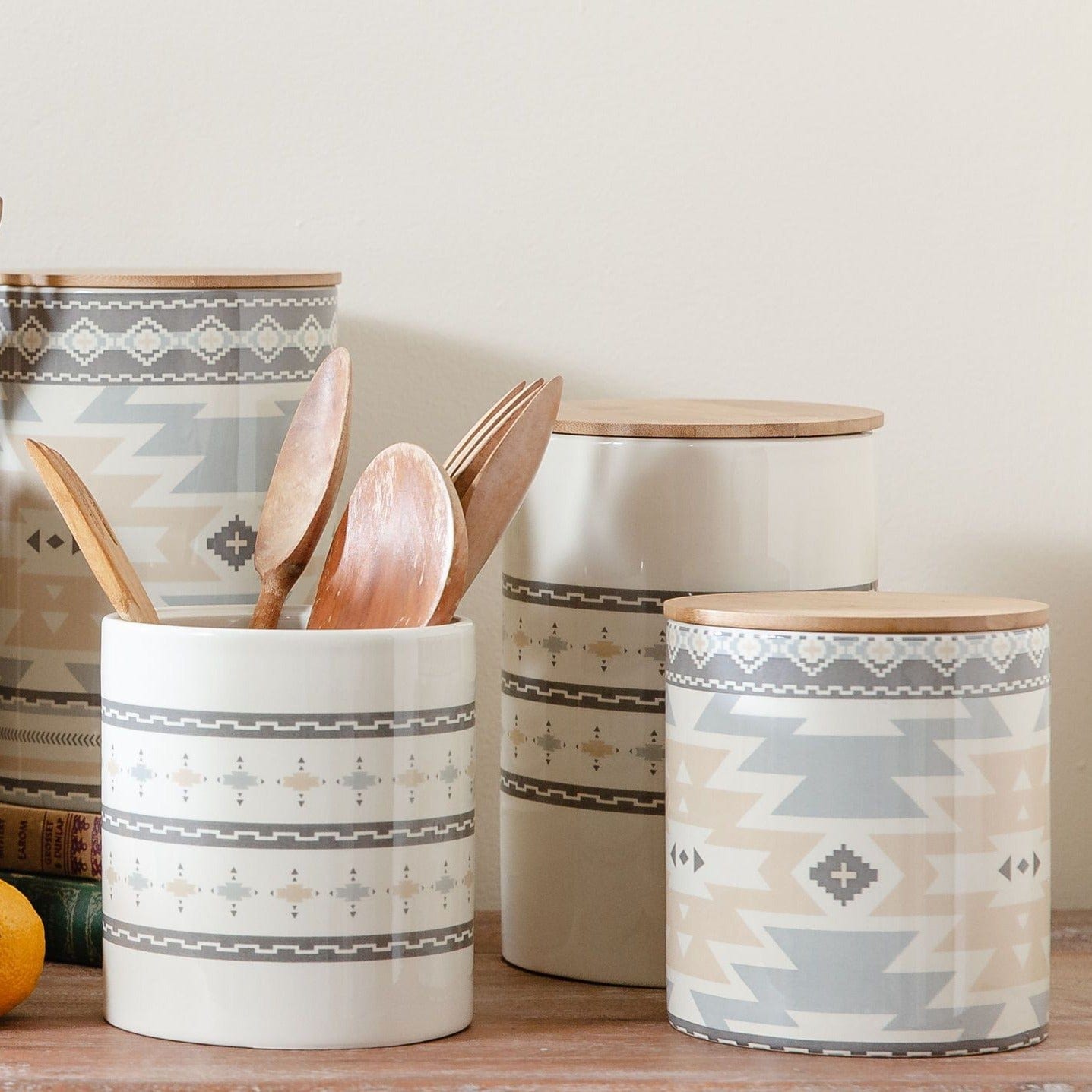 Small Aztec Design 2PC Canister Set Canister