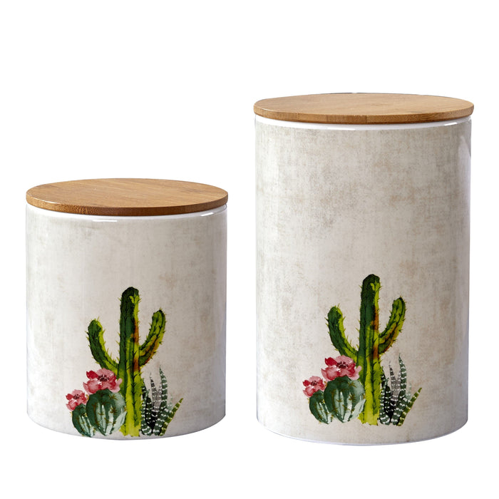Succulent Design 2PC Canister Set Canister