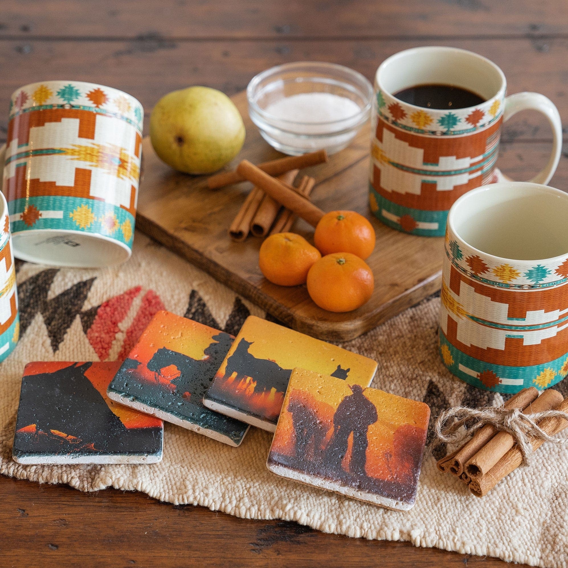 4 PC Cowboy Sunset Coaster Set Coaster