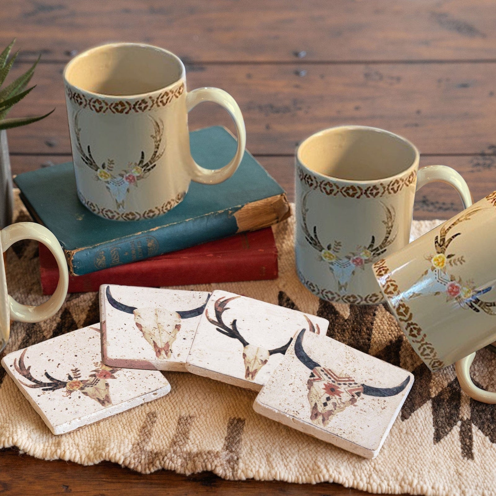4 PC Desert Skull Coaster Set Coaster
