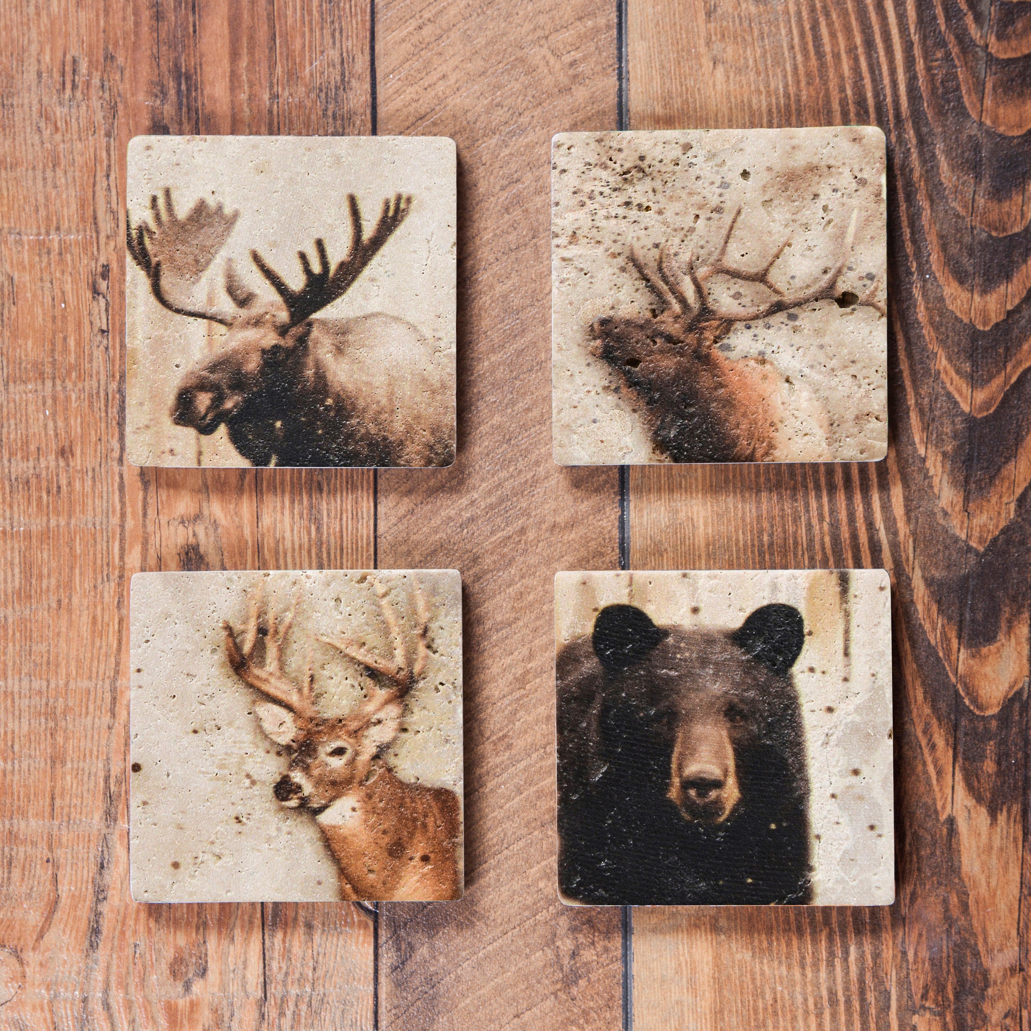 4 PC Lodge Animal Coaster Set Coaster