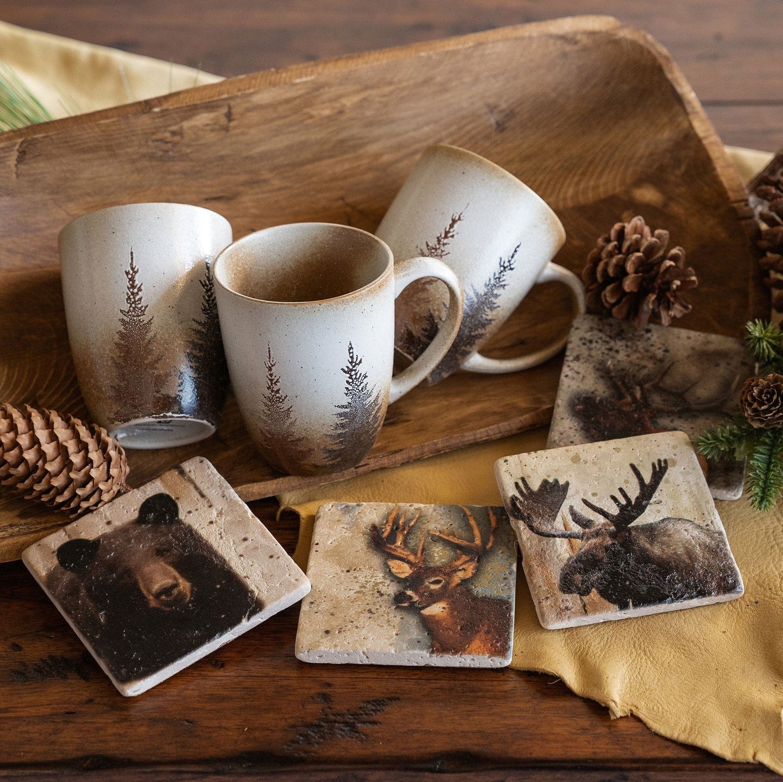 4 PC Lodge Animal Coaster Set Coaster