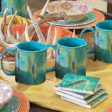 4 PC Tossed Feather  Coaster Set Coaster