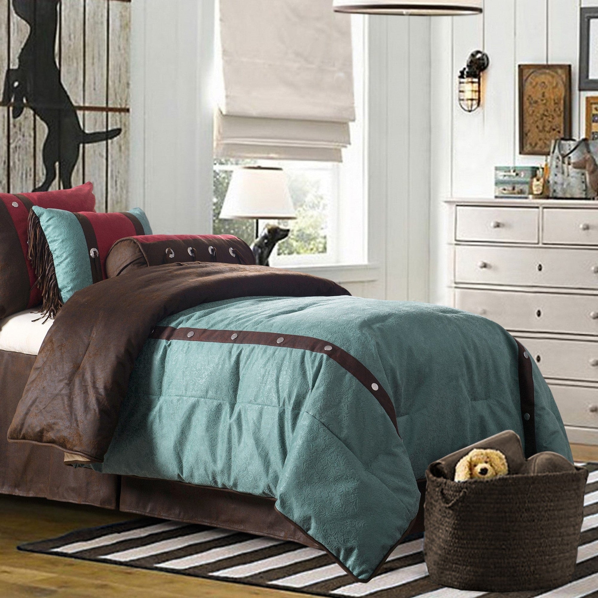 Cheyenne Comforter Set, Turquoise, Twin Comforter