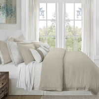 Hera Washed Linen Flange Bedding Set Comforter Set / Super Queen / Light Tan Comforter / Duvet Cover