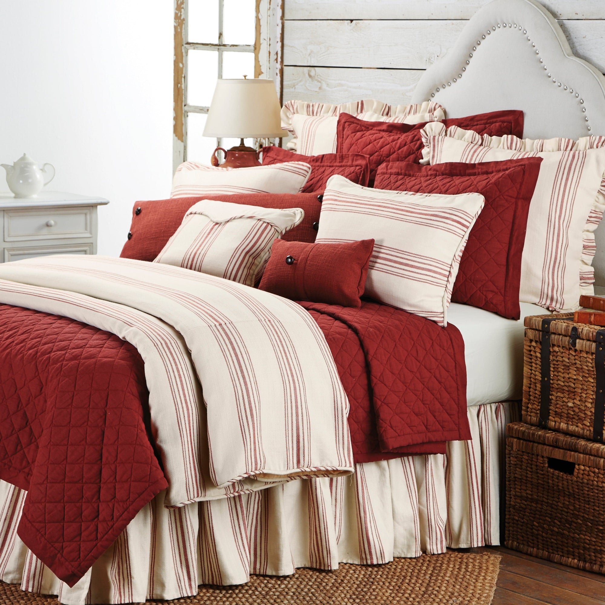 Prescott Bedding Set Duvet Cover Set / Super Queen / Red Comforter / Duvet Cover