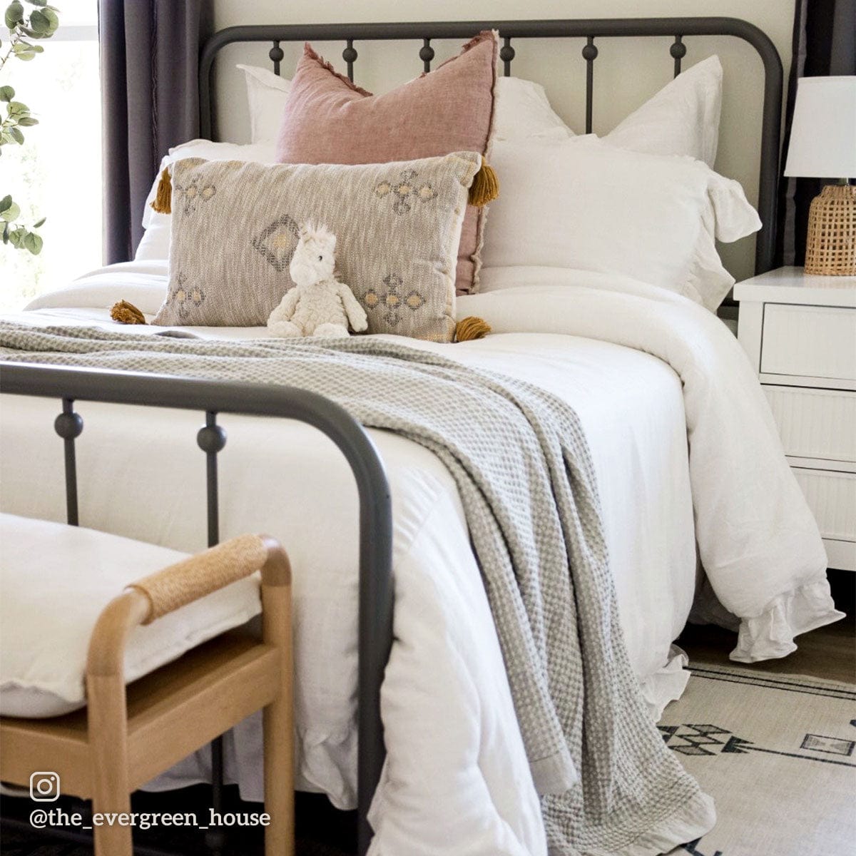 Lily Washed Linen Ruffled Bedding Set