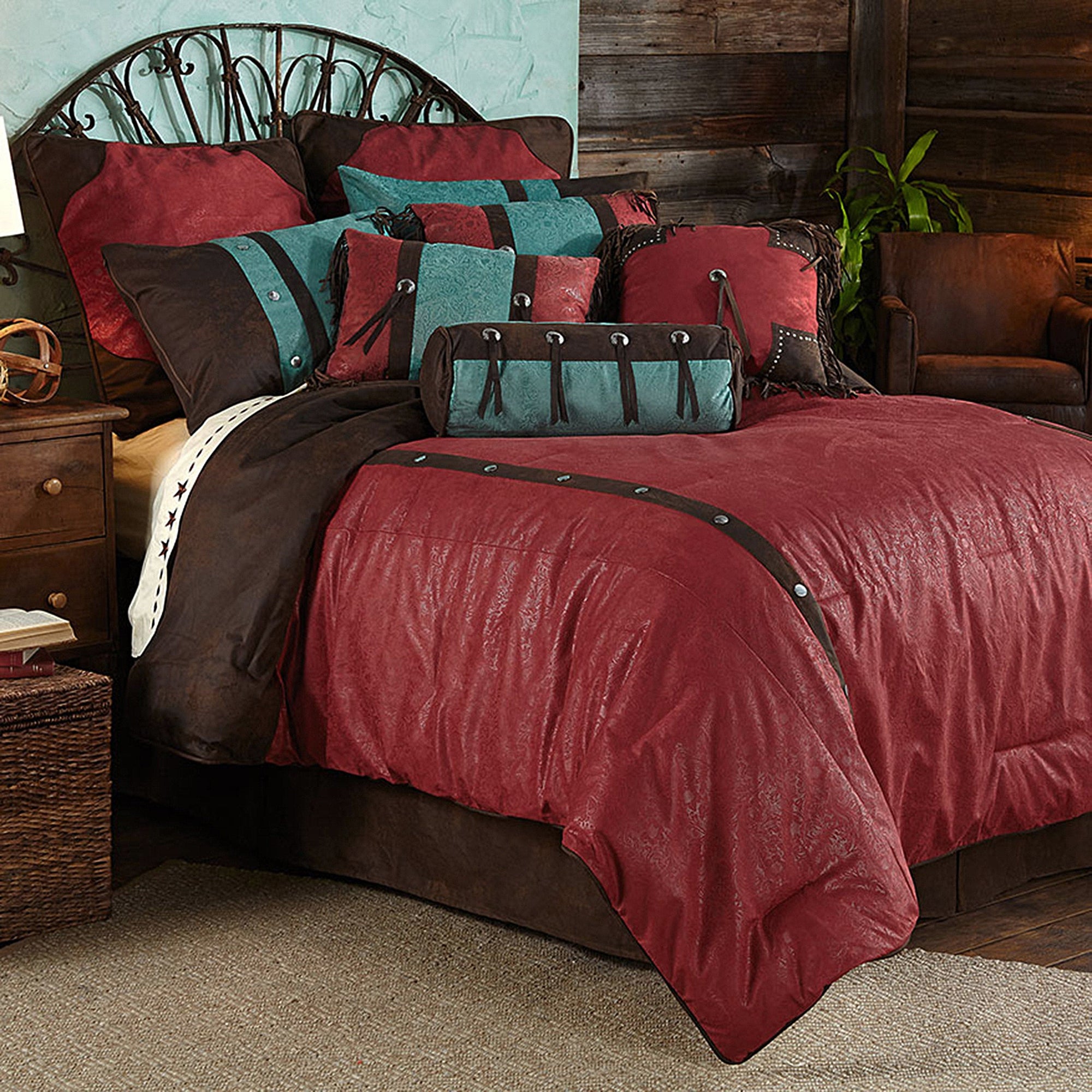 Cheyenne Comforter Set, Turquoise Red / Twin Comforter