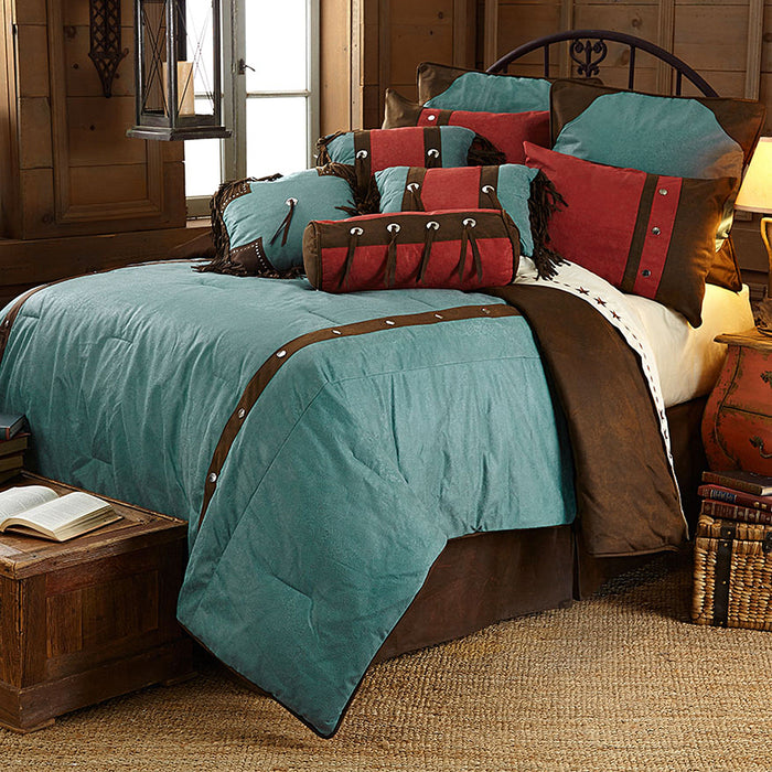 Cheyenne Comforter Set, Red Turquoise / Twin Comforter