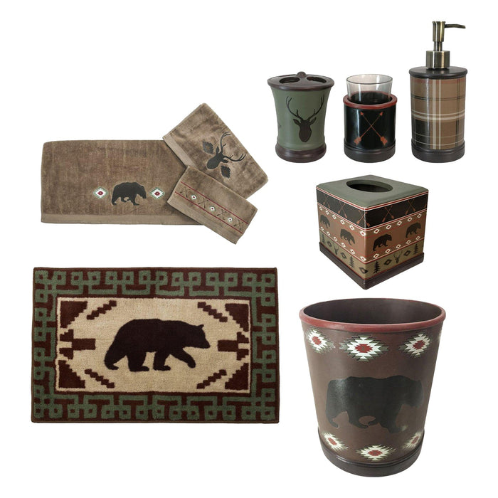 Aztec Bear 9 PC Bath Accessary and Towel Set Complete Bathroom Sets